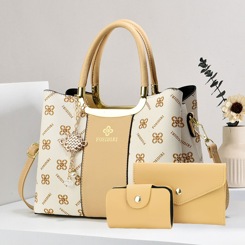 Luxury Bags With Zipper - حقائب يد فاخرة مطبوعة للنساء، طقم