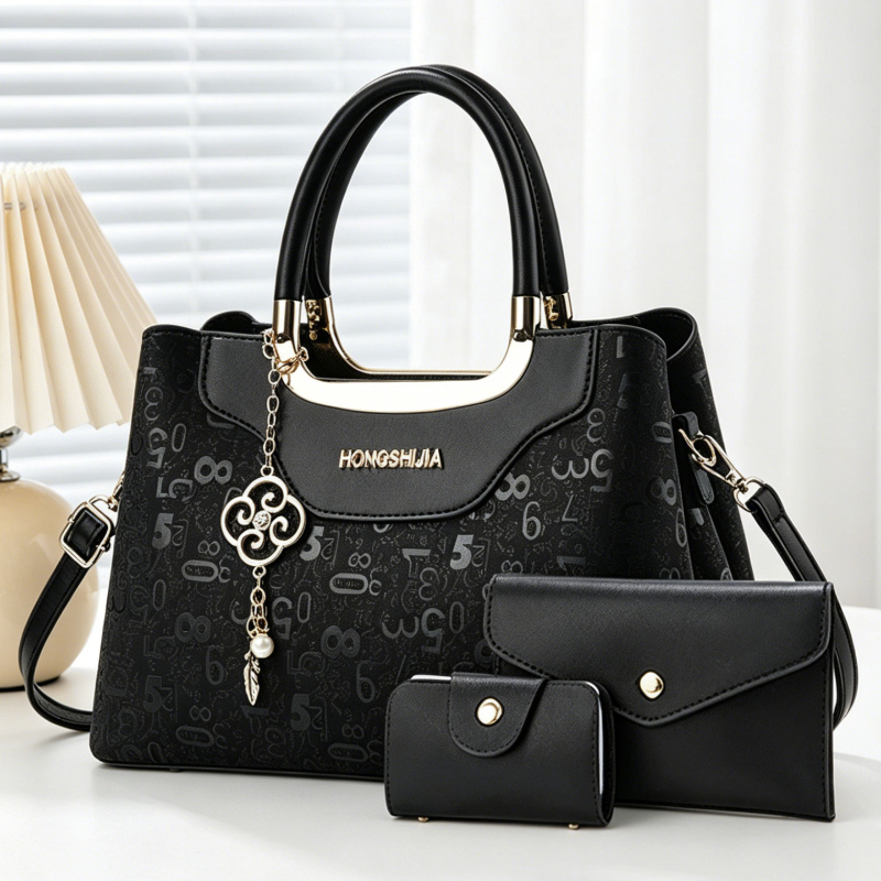 Luxury Bags With Zipper - مجموعة حقائب يد نسائية من 3
