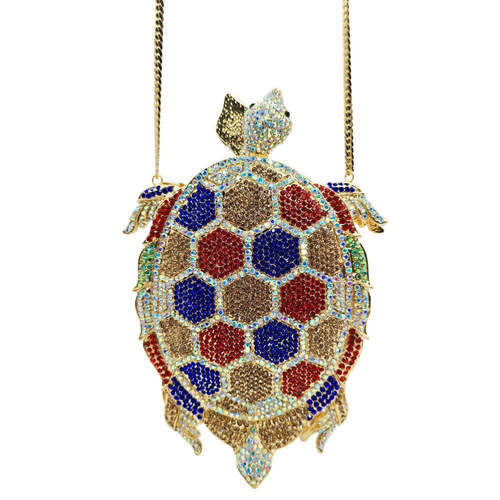 Luxury Bags Green - حقيبة سهرة على شكل سلحفاة مرصعة