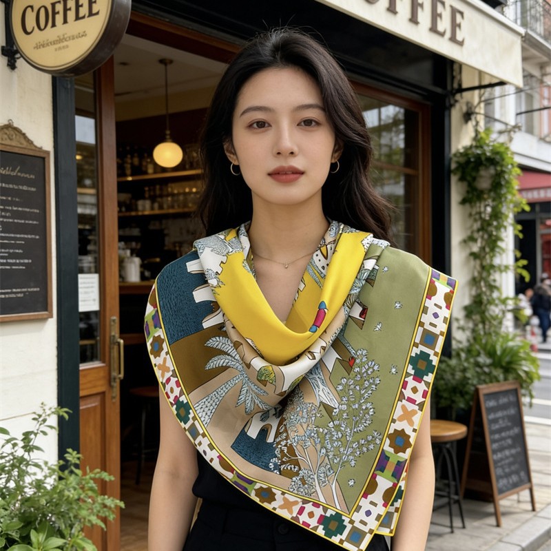 وشاح حريري مربع 90 سم فاخر بتص - مراجعة Luxury Bags And Accessories وسعره