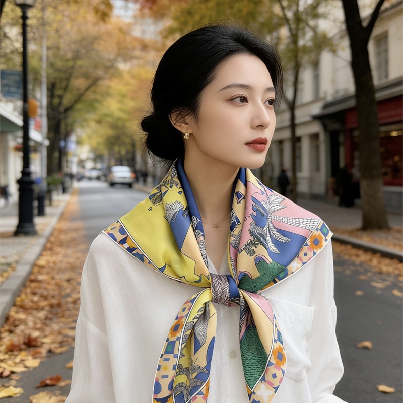 وشاح حريري مربع 90 سم فاخر بتص - مراجعة Luxury Bags And Accessories وسعره