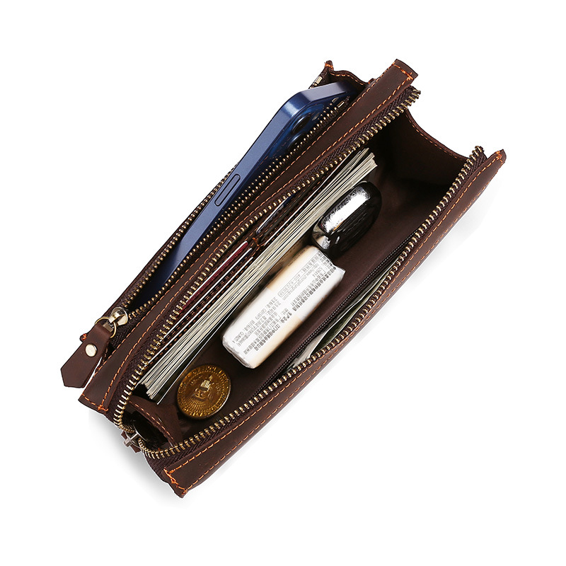 حقيبة يد رجالية طويلة من الجلد - مراجعة Wristlet Wallet Zipper وسعره