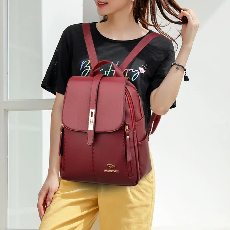 حقيبة ظهر نسائية جلدية ذات سعة - مراجعة Luxury Bags With Zipper وسعره