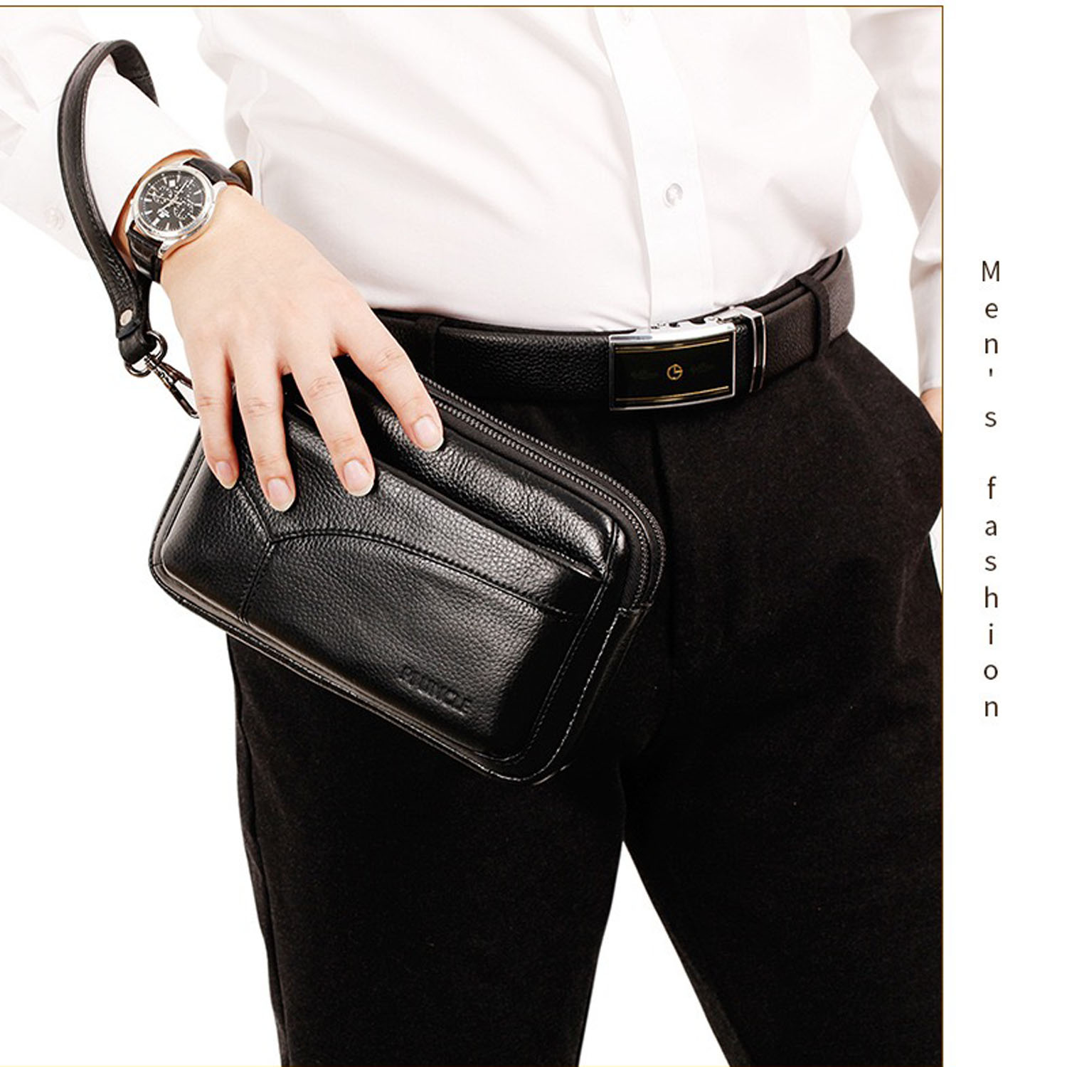 حقيبة يد رجالية من الجلد الطبي - مراجعة Wristlet Wallet Zipper وسعره