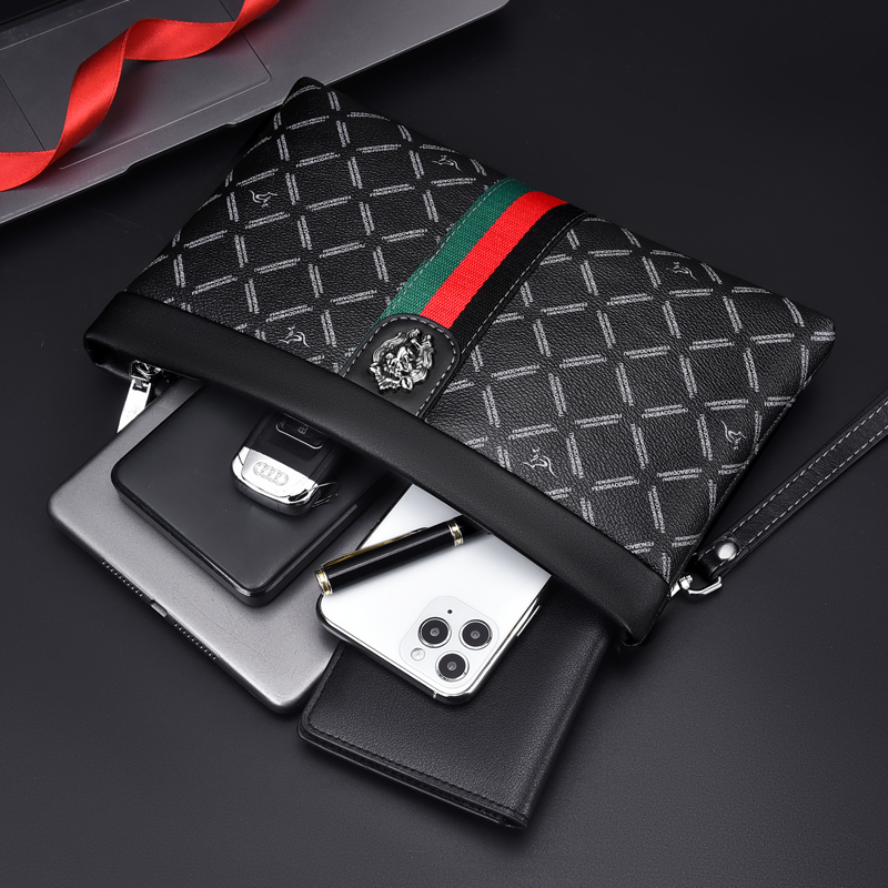 الفاخرة ناي الرجال مخطط متقلب  - مراجعة Wristlet Wallet Zipper وسعره